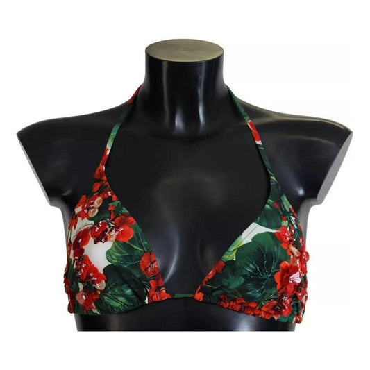 Dolce & Gabbana Multicolor Geranium Halter Beachwear Bikini Top Dolce & Gabbana