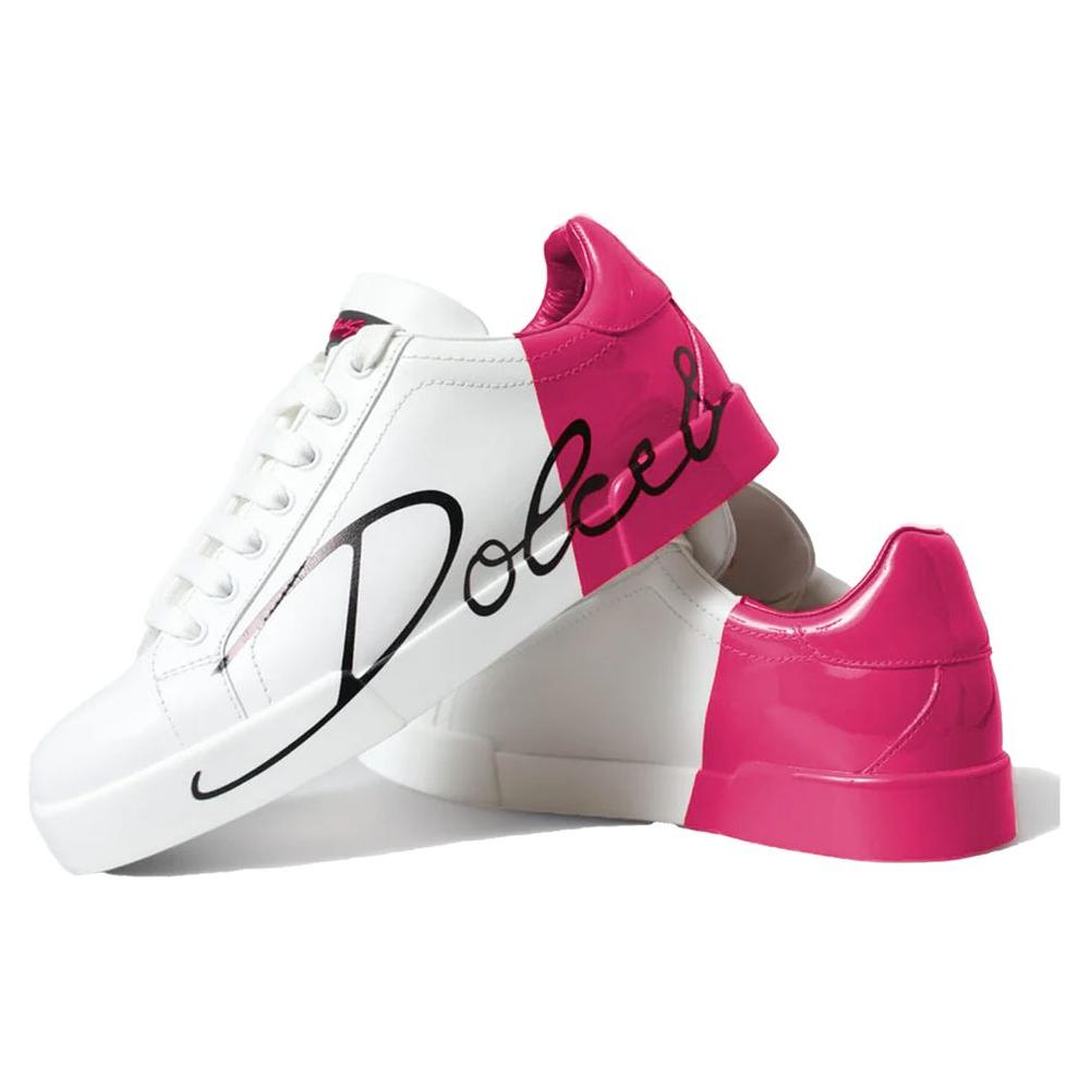 Dolce & Gabbana Fuchsia Leather Di Calfskin Sneaker Dolce & Gabbana