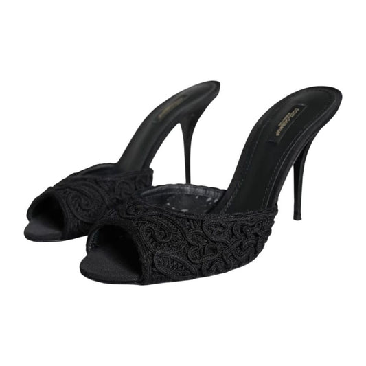 Dolce & Gabbana Black Cotton Sandal Dolce & Gabbana