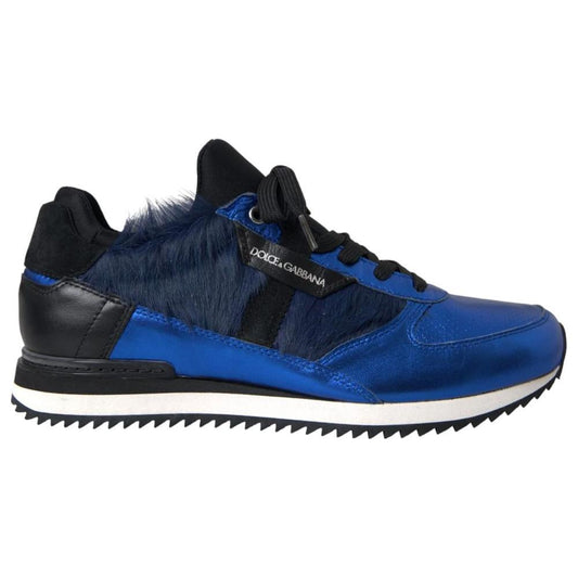 Dolce & Gabbana Blue Leather Di Lambskin Sneaker Dolce & Gabbana