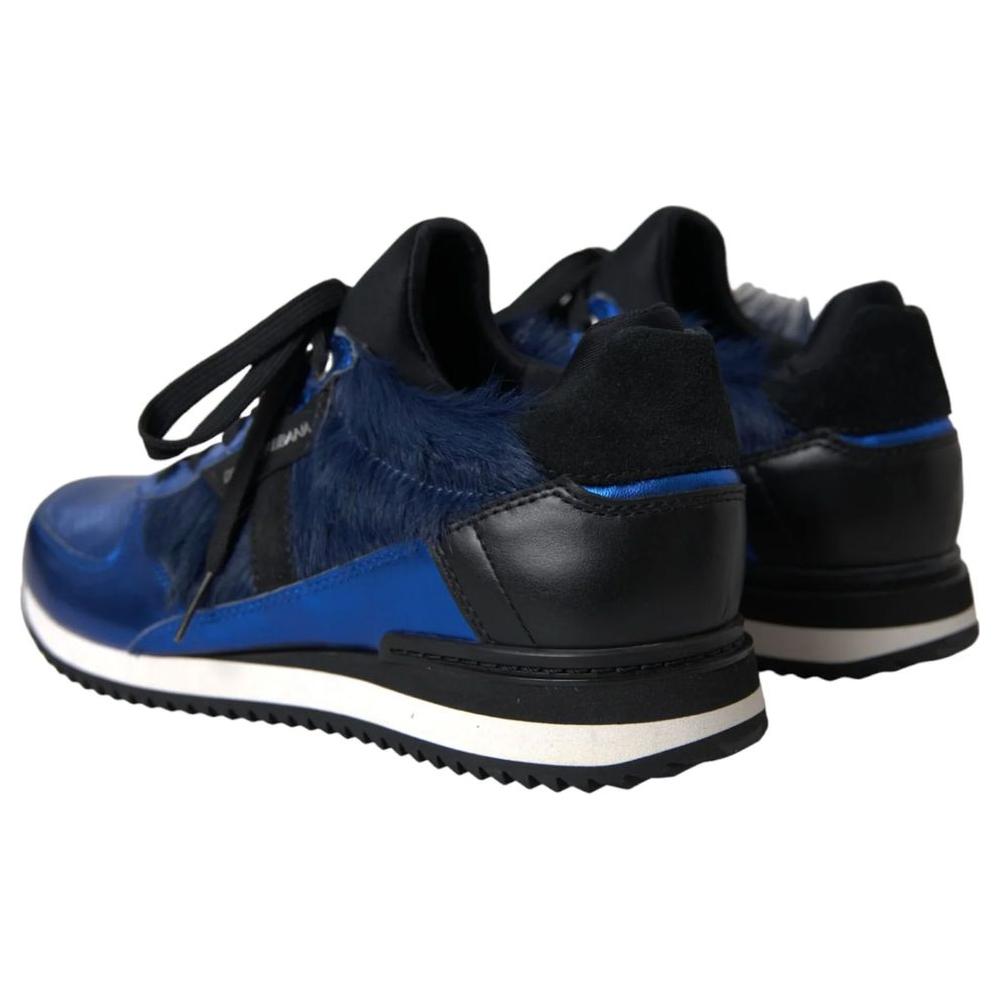 Dolce & Gabbana Blue Leather Di Lambskin Sneaker Dolce & Gabbana