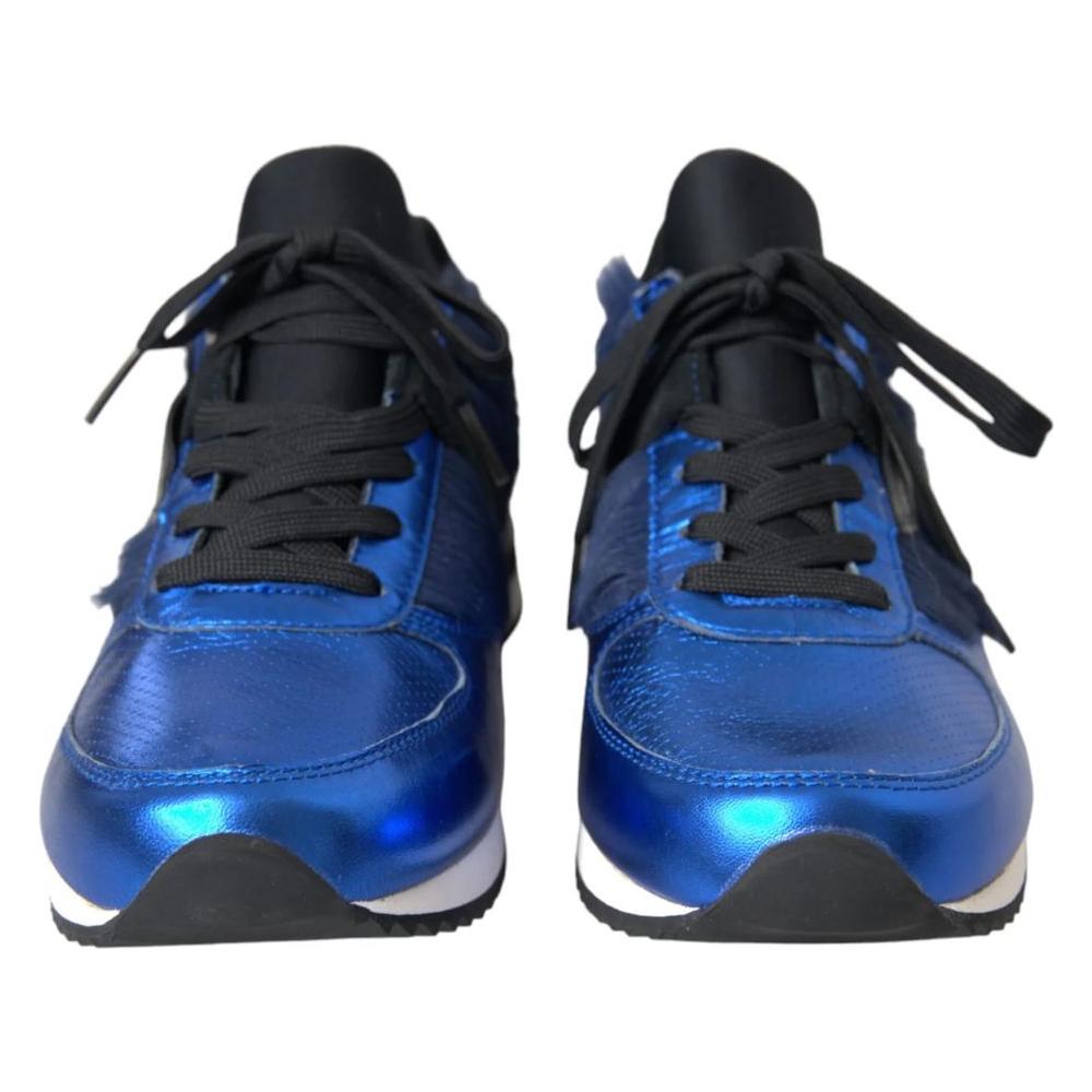 Dolce & Gabbana Blue Leather Di Lambskin Sneaker Dolce & Gabbana