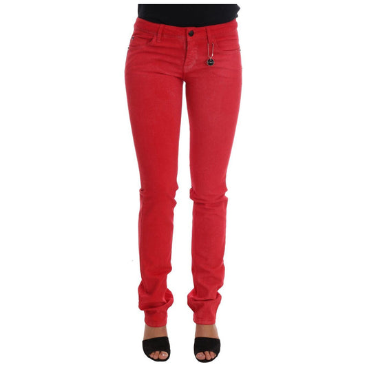 Costume National Red Cotton Stretch Slim Jeans Costume National