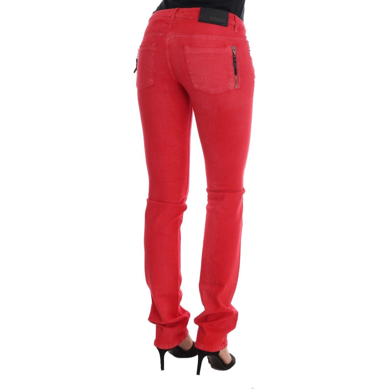 Costume National Radiant Red Super Slim Designer Jeans Costume National