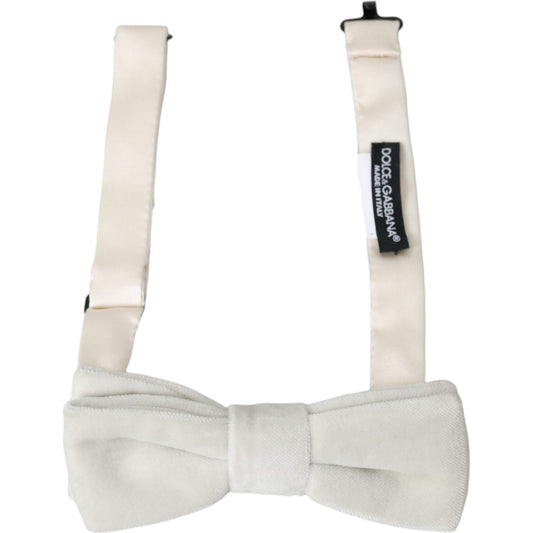 White Suede Cotton Adjustable Neck Men Bow Tie