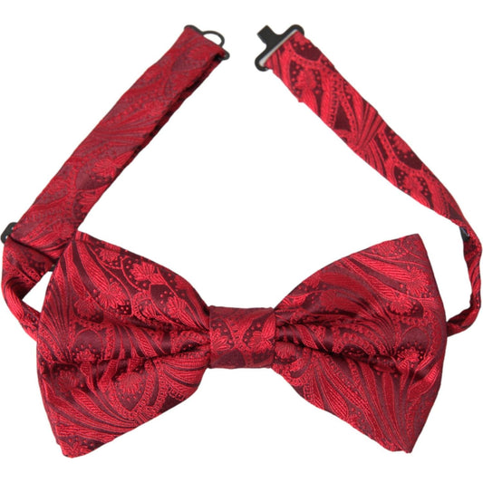 Red Brocade Silk Adjustable Neck Men Bow Tie