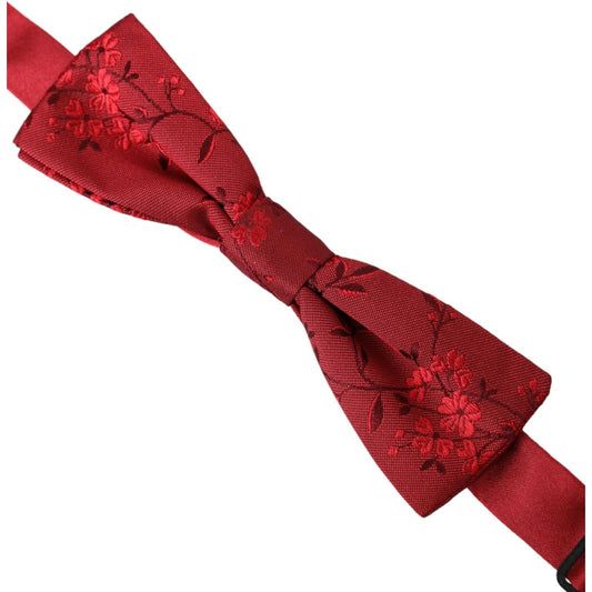 Red Brocade Silk Adjustable Neck Men Bow Tie