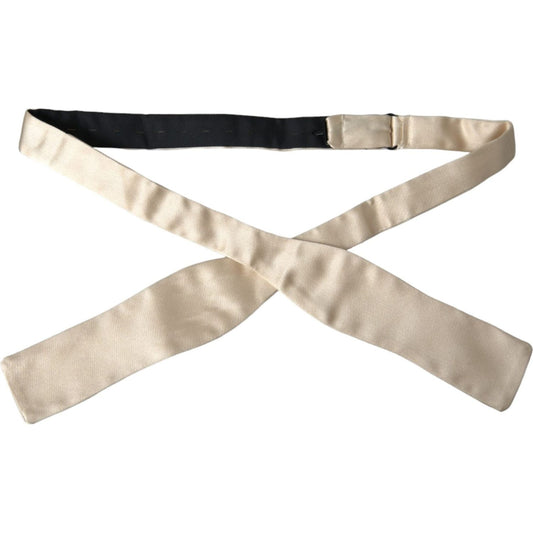 Beige Silk Slim Skinny Necktie Men Bow Tie