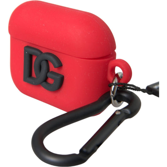 Red Silicone Rubber Logo Embossed Airpods Case