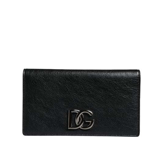 Dolce & Gabbana Black Leather DG Logo Bifold Card Slot Crossbody Bag