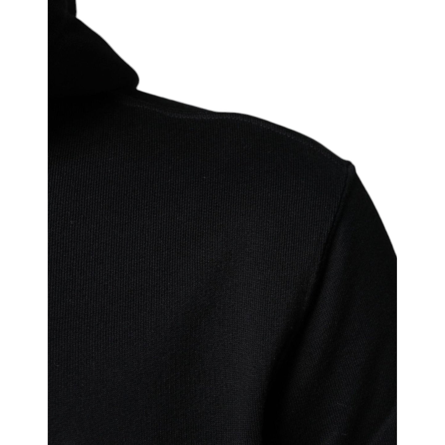 Dolce & Gabbana Black Cotton Hooded Logo Full Zip Sweater Dolce & Gabbana