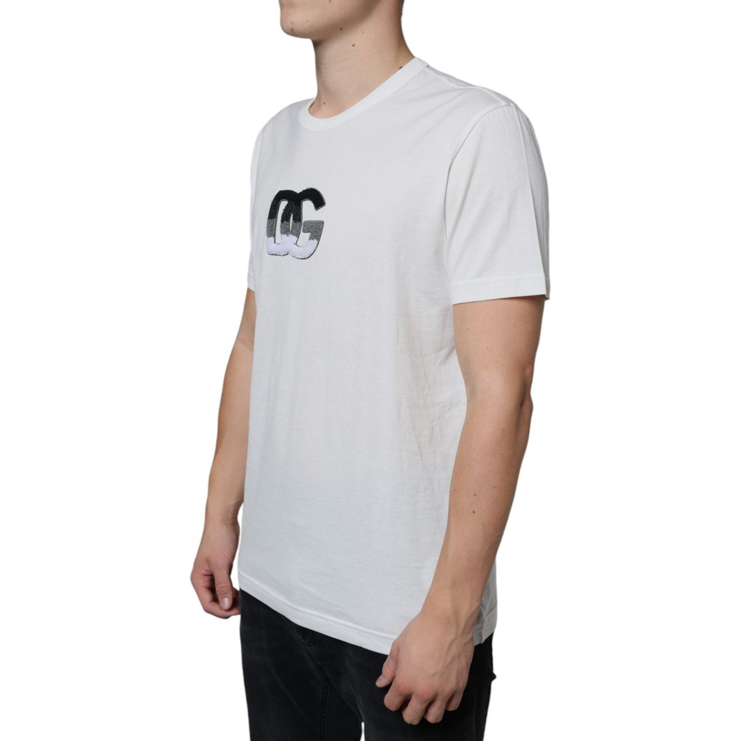 Dolce & Gabbana White Cotton DG Logo Print T-shirt Dolce & Gabbana