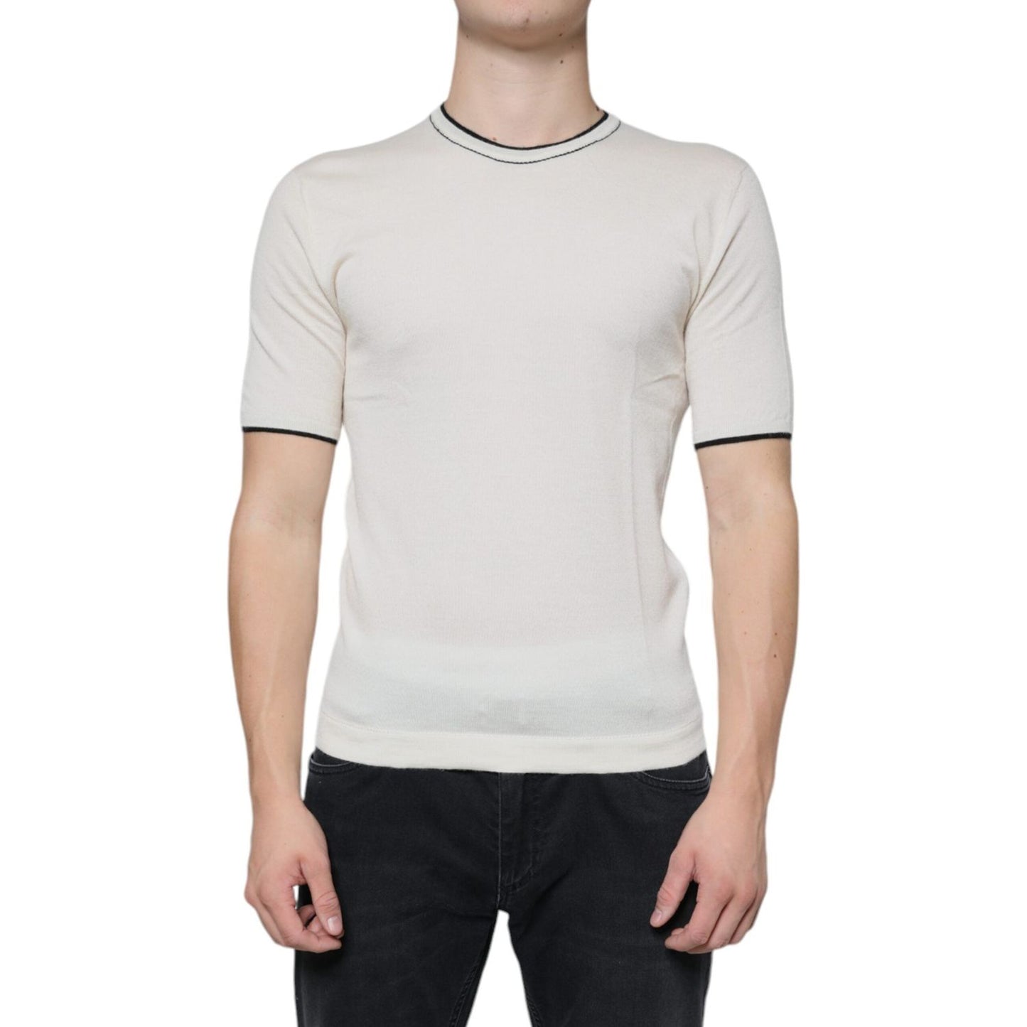 Dolce & Gabbana Off White Cashmere Short Sleeves T-shirt Dolce & Gabbana