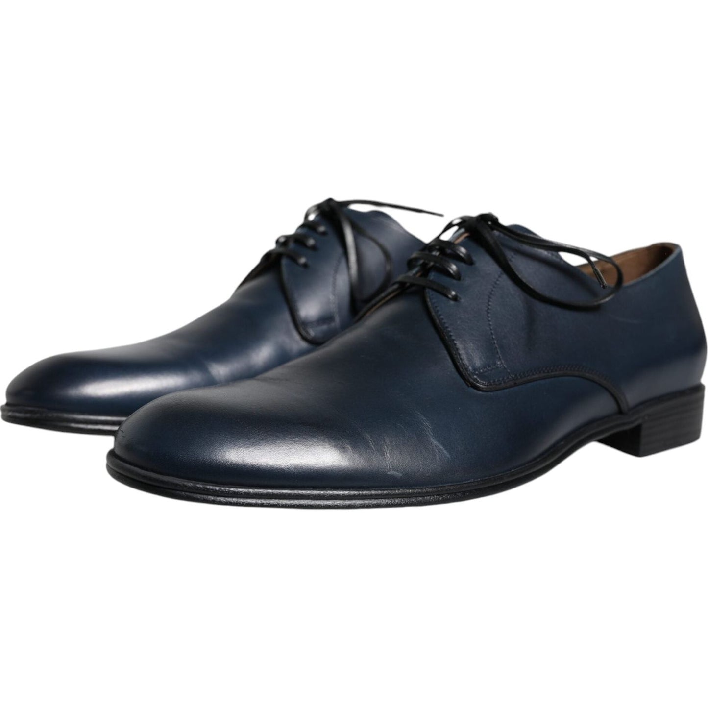 Dolce & Gabbana Navy Blue Leather Derby Dress Formal Shoes Dolce & Gabbana