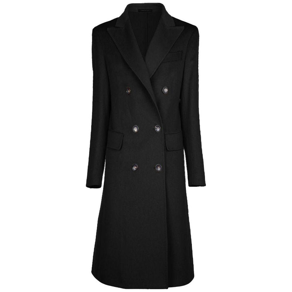 Made in Italy Black Wool Vergine Jackets & Coat Made in Italy