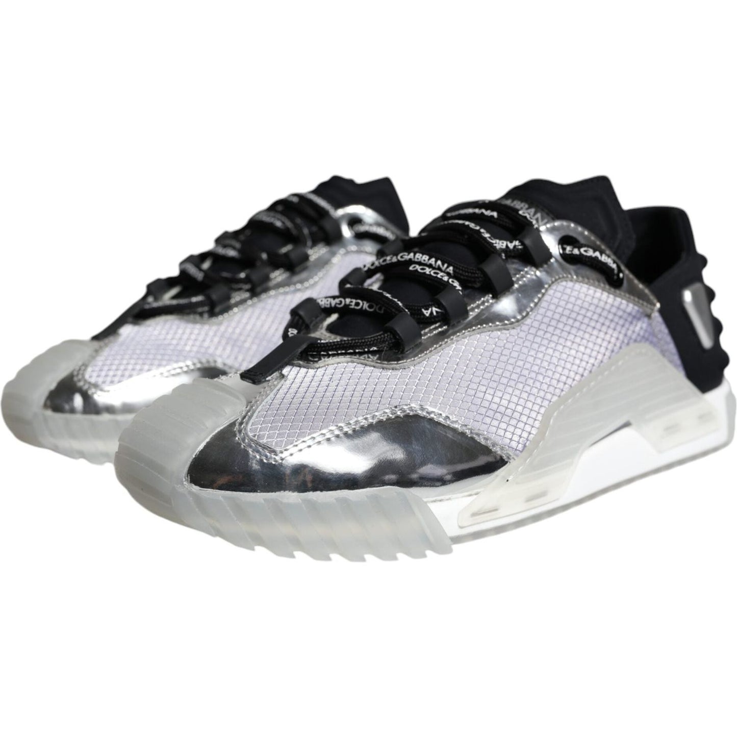 Dolce & Gabbana Silver Black Nylon NS1 Low Top Sneakers Shoes Dolce & Gabbana