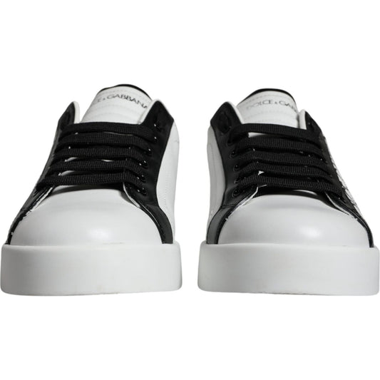 Dolce & Gabbana White Black Leather Crown Milano Sneakers Shoes Dolce & Gabbana