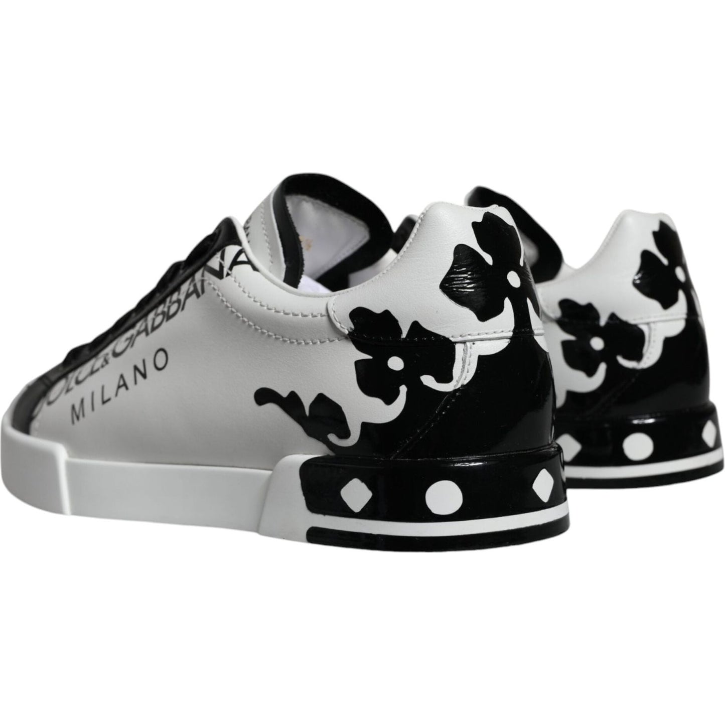 Dolce & Gabbana White Black Leather Crown Milano Sneakers Shoes Dolce & Gabbana