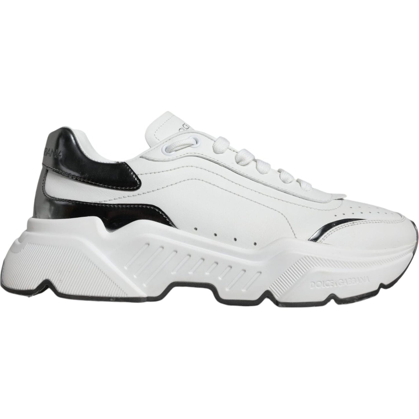 Dolce & Gabbana White Silver DAYMASTER Leather Sneakers Shoes Dolce & Gabbana