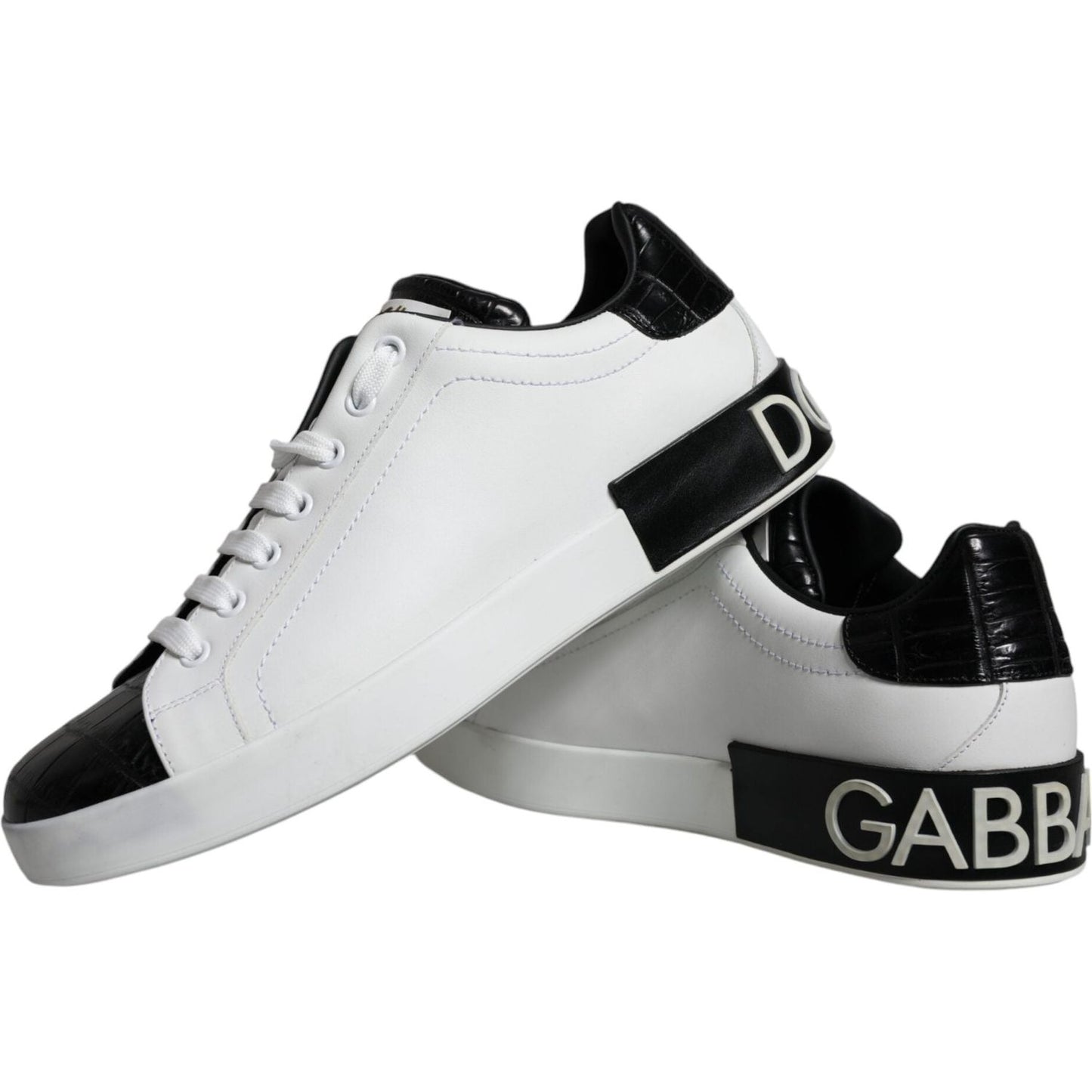 Dolce & Gabbana White Leather Logo Portofino Sneaker Shoes Dolce & Gabbana