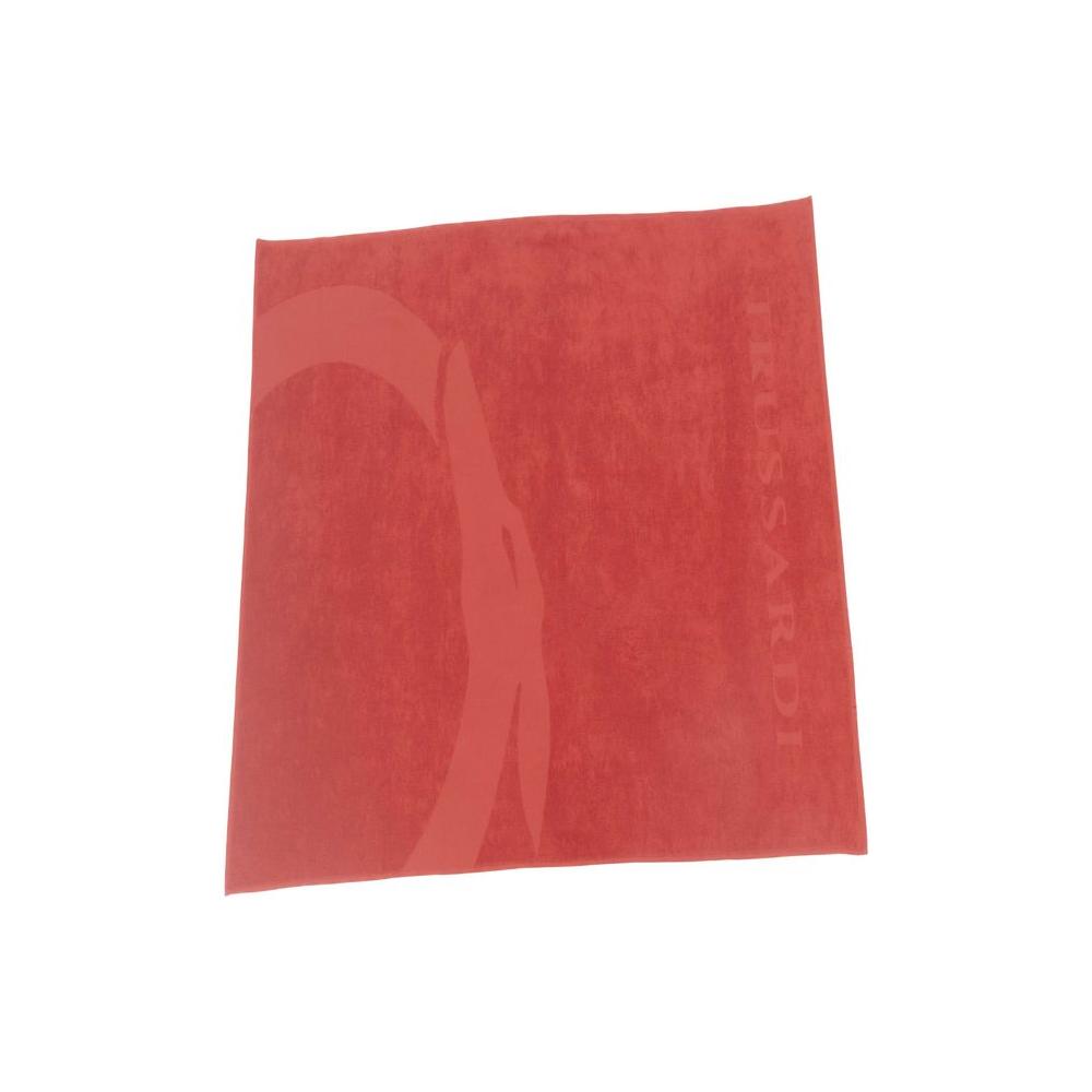 Trussardi Beachwear Red Cotton Men Beach Towel Trussardi Beachwear