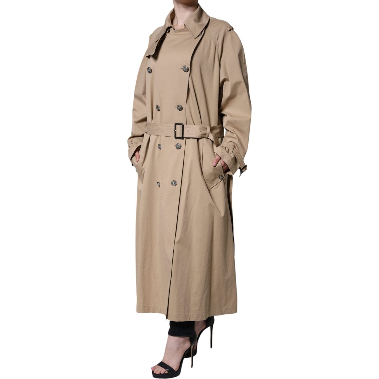 Dolce & Gabbana Khaki Double Breasted Trench Coat Jacket Dolce & Gabbana