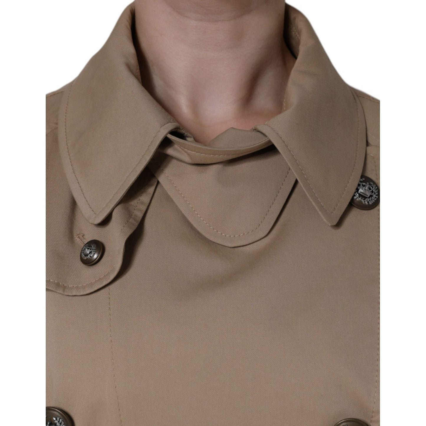 Dolce & Gabbana Khaki Double Breasted Trench Coat Jacket