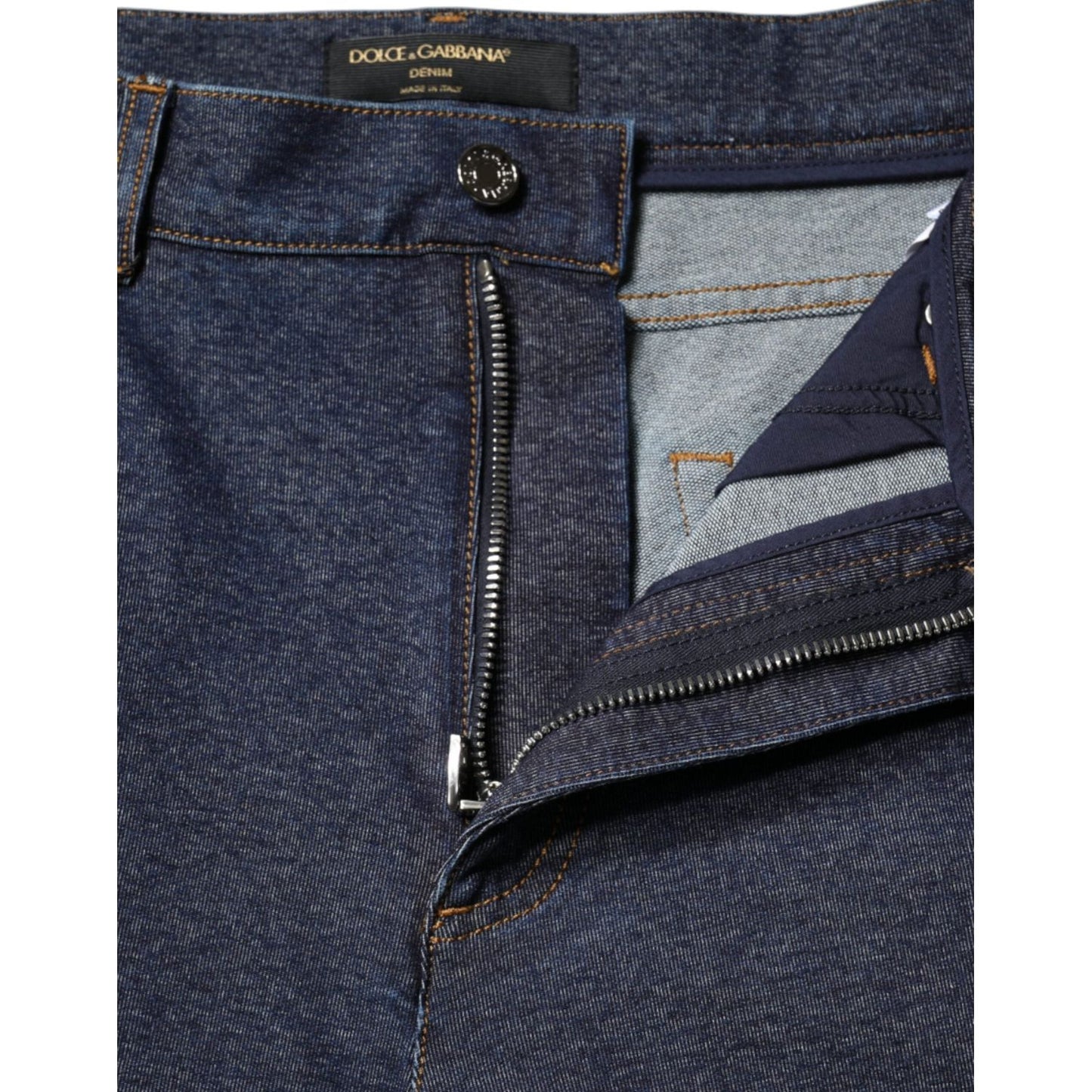 Dolce & Gabbana Dark Blue Cotton Stretch Straight Denim Jeans Dolce & Gabbana