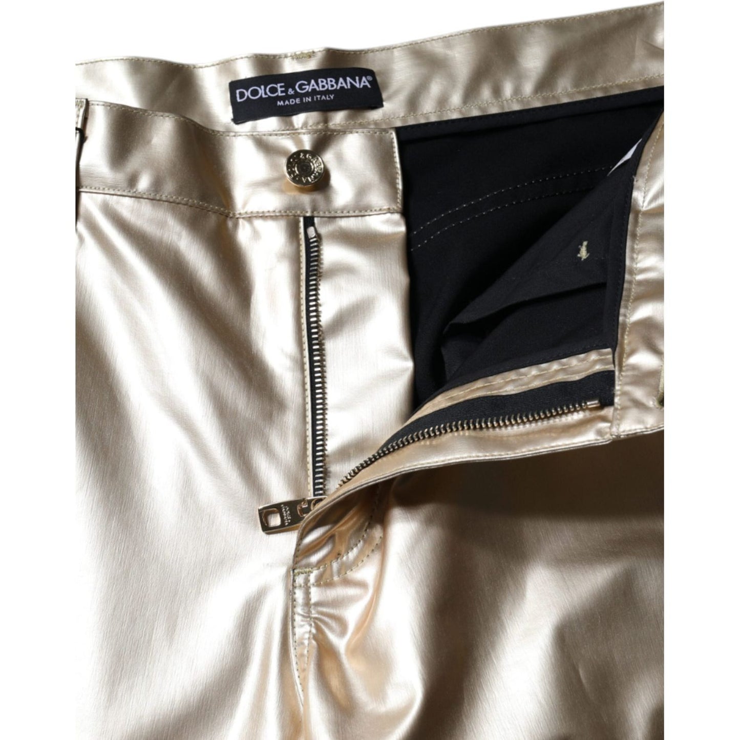 Dolce & Gabbana Metallic Gold Polyester Tapered Pants Dolce & Gabbana