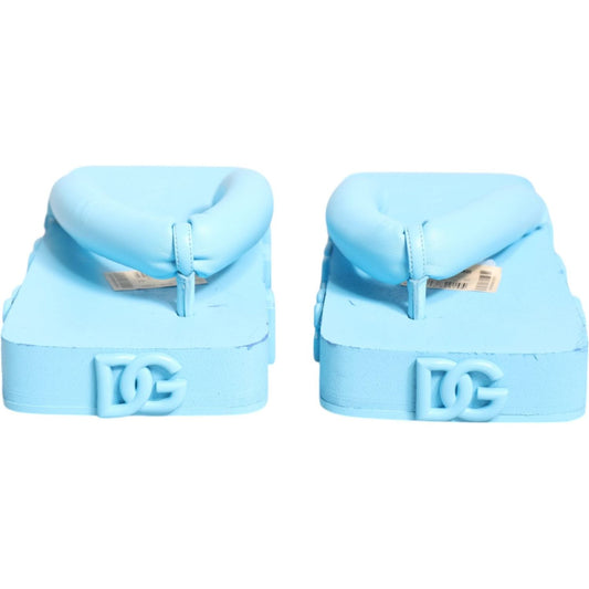 Dolce & Gabbana Light Blue Rubber Slides Flats Sandals Shoes Dolce & Gabbana