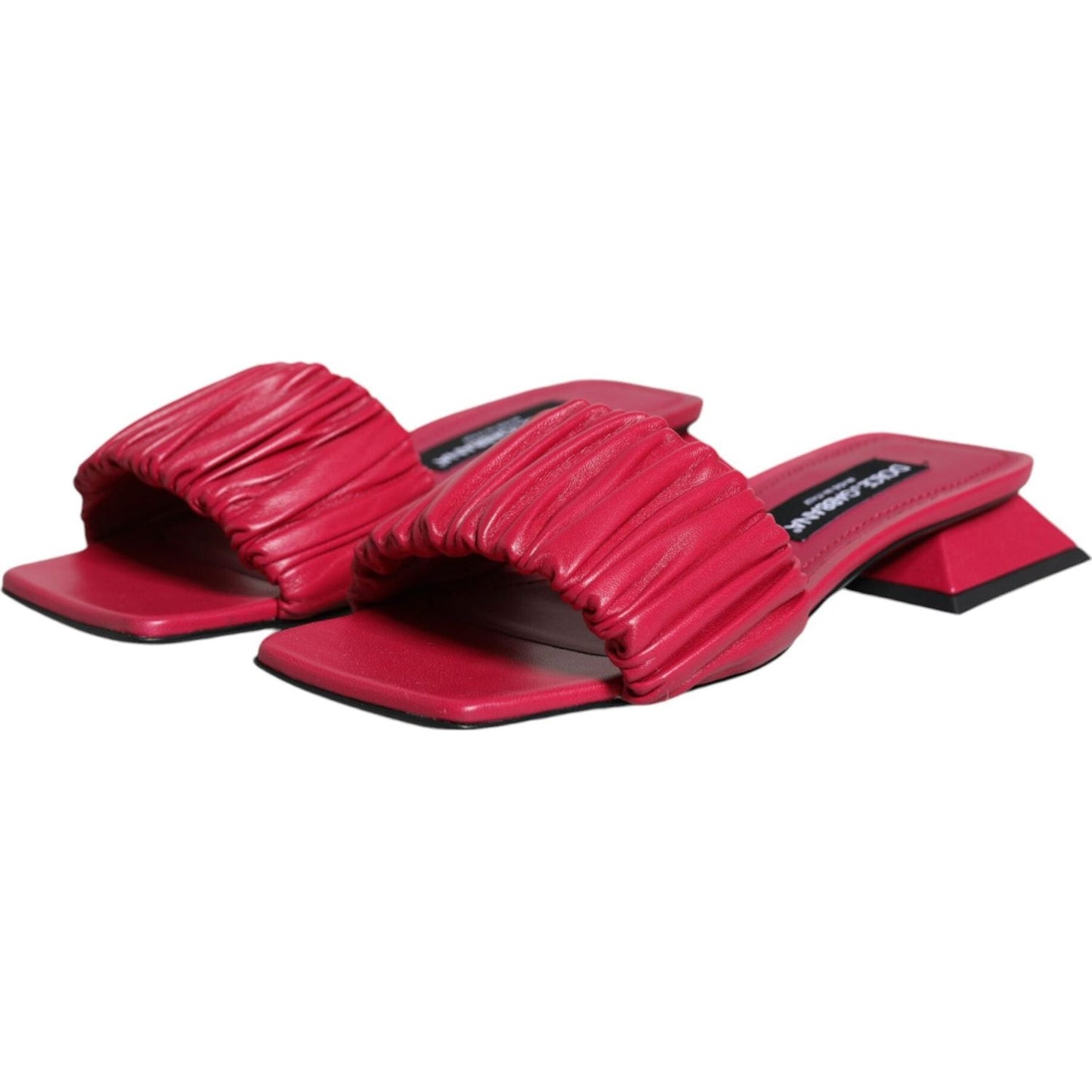 Dolce & Gabbana Fuchsia Leather Slides Flats Sandals Shoes Dolce & Gabbana