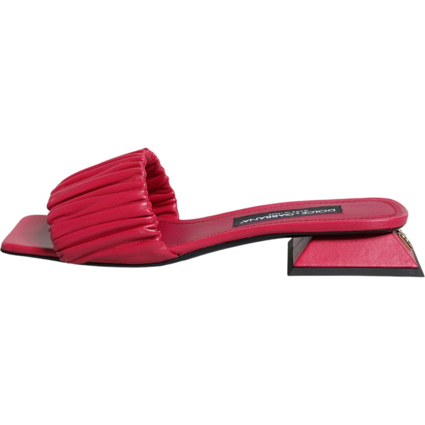 Dolce & Gabbana Fuchsia Leather Slides Flats Sandals Shoes Dolce & Gabbana