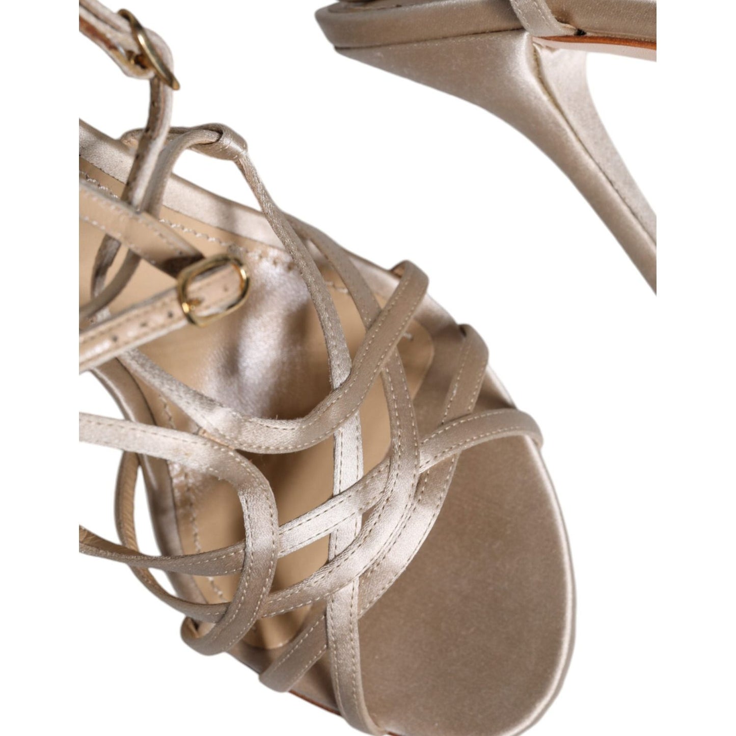 Dolce & Gabbana Beige Leather Stiletto Heels Sandals Shoes Dolce & Gabbana