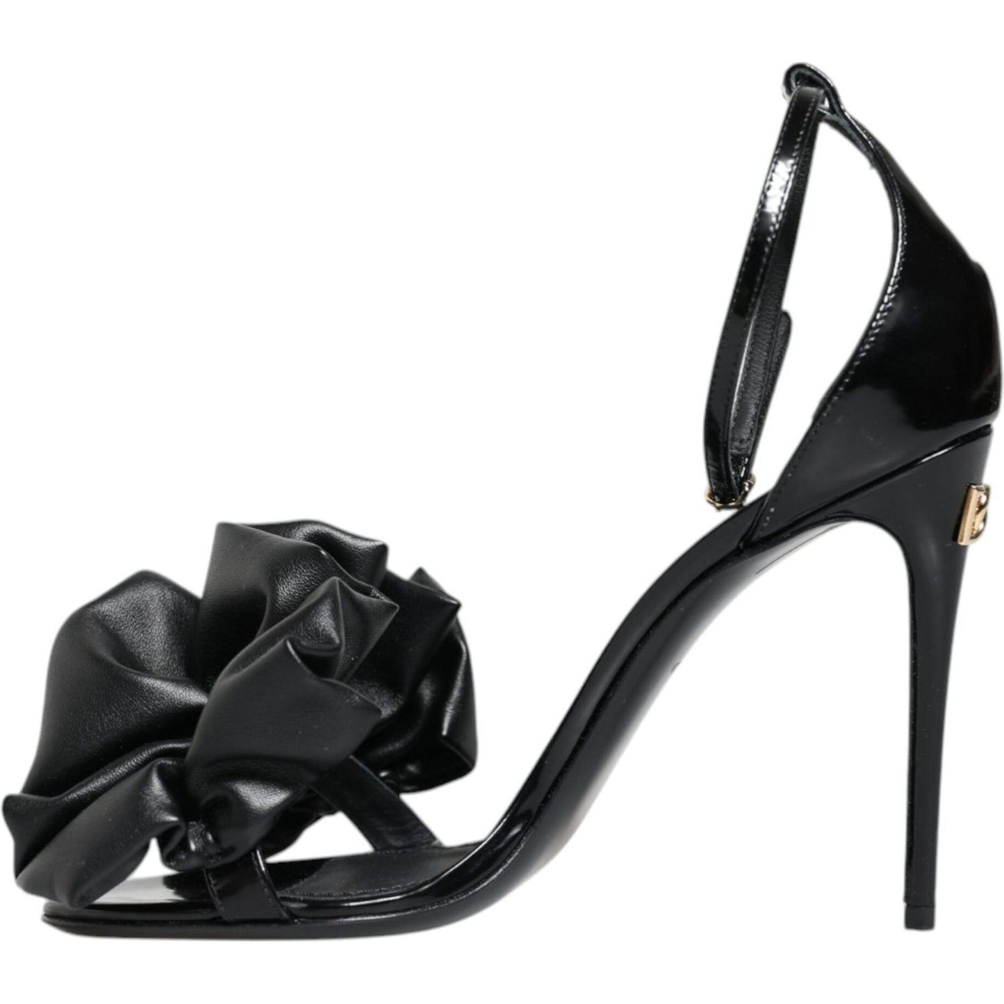 Dolce & Gabbana Black Leather Ankle Strap Heel Sandals Shoes Dolce & Gabbana