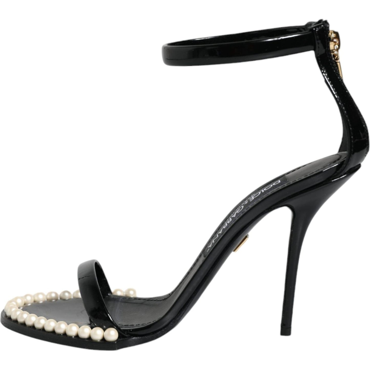 Dolce & Gabbana Black Keira Leather Faux Pearl Sandals Heels Shoes Dolce & Gabbana