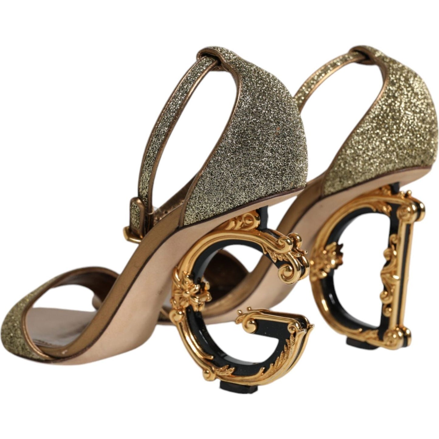 Dolce & Gabbana Gold Lurex Ankle Strap Heel Sandals Shoes Dolce & Gabbana