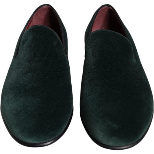 Dolce & Gabbana Green Velvet Slip On Loafers Flats Shoes Dolce & Gabbana