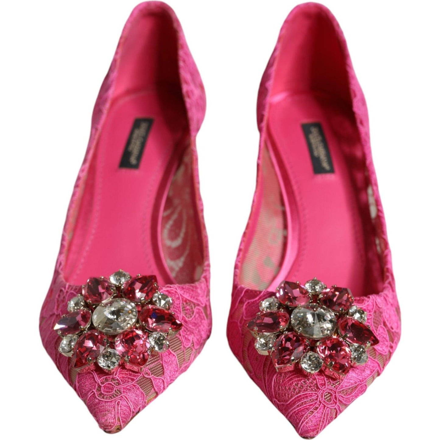 Dolce & Gabbana Pink Taormina Lace Crystal Heels Pumps Shoes Dolce & Gabbana