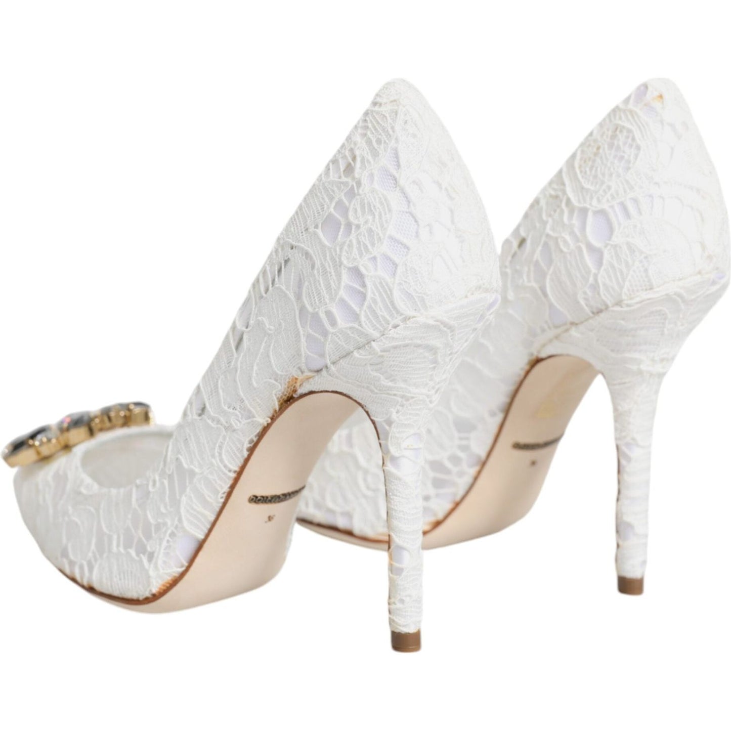 Dolce & Gabbana White Taormina Lace Crystal Heels Pumps Shoes Dolce & Gabbana