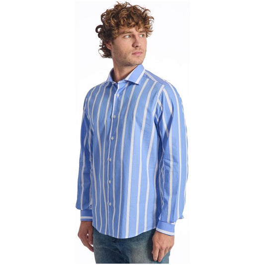 Baldinini Trend Light Blue Cotton Men Shirt Baldinini Trend