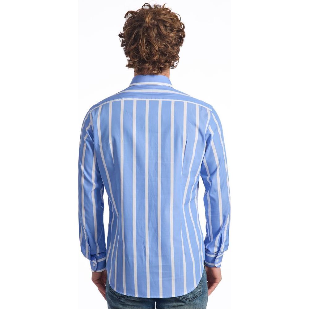 Baldinini Trend Light Blue Cotton Men Shirt Baldinini Trend