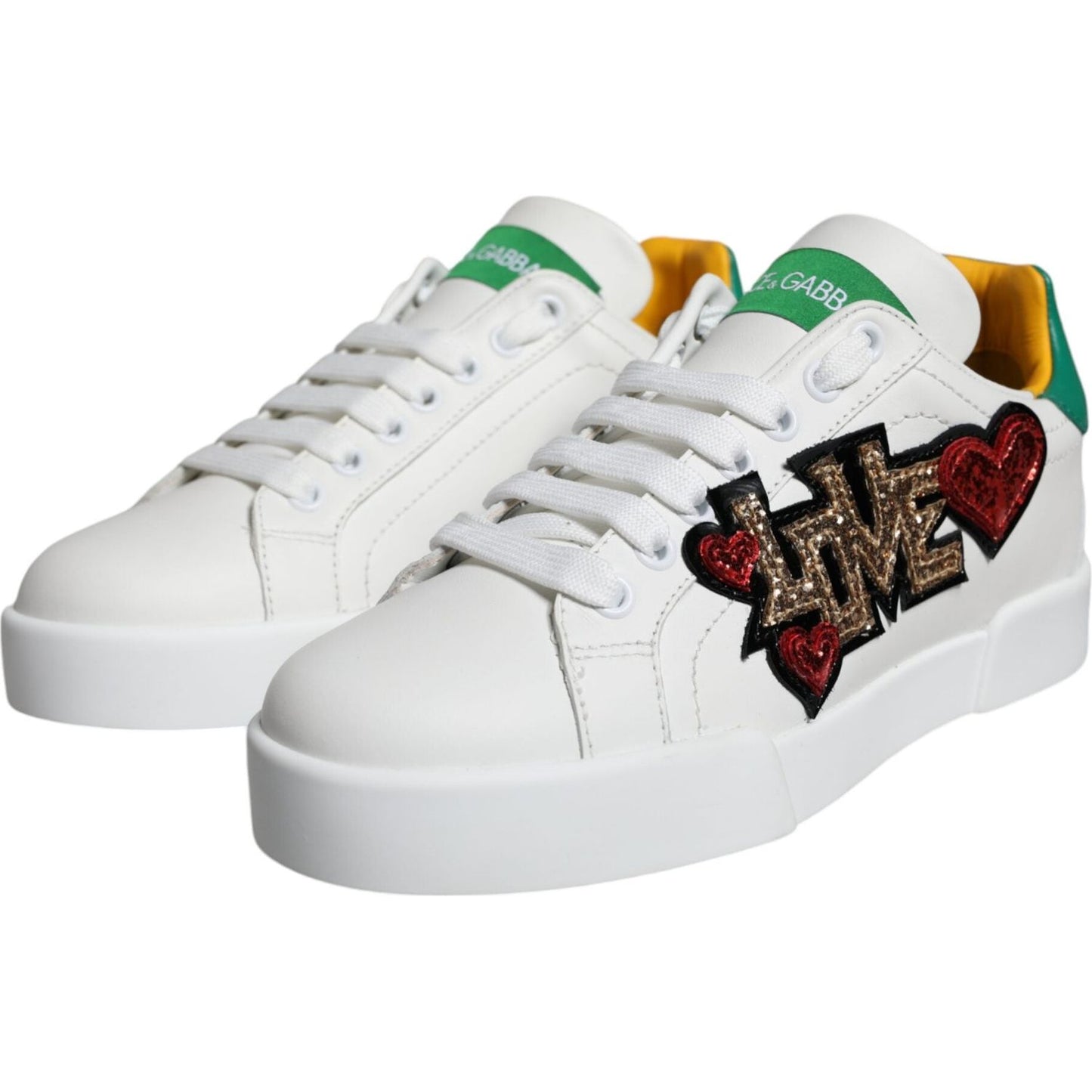 Dolce & Gabbana White Love Patch Portofino Sneakers Shoes Dolce & Gabbana