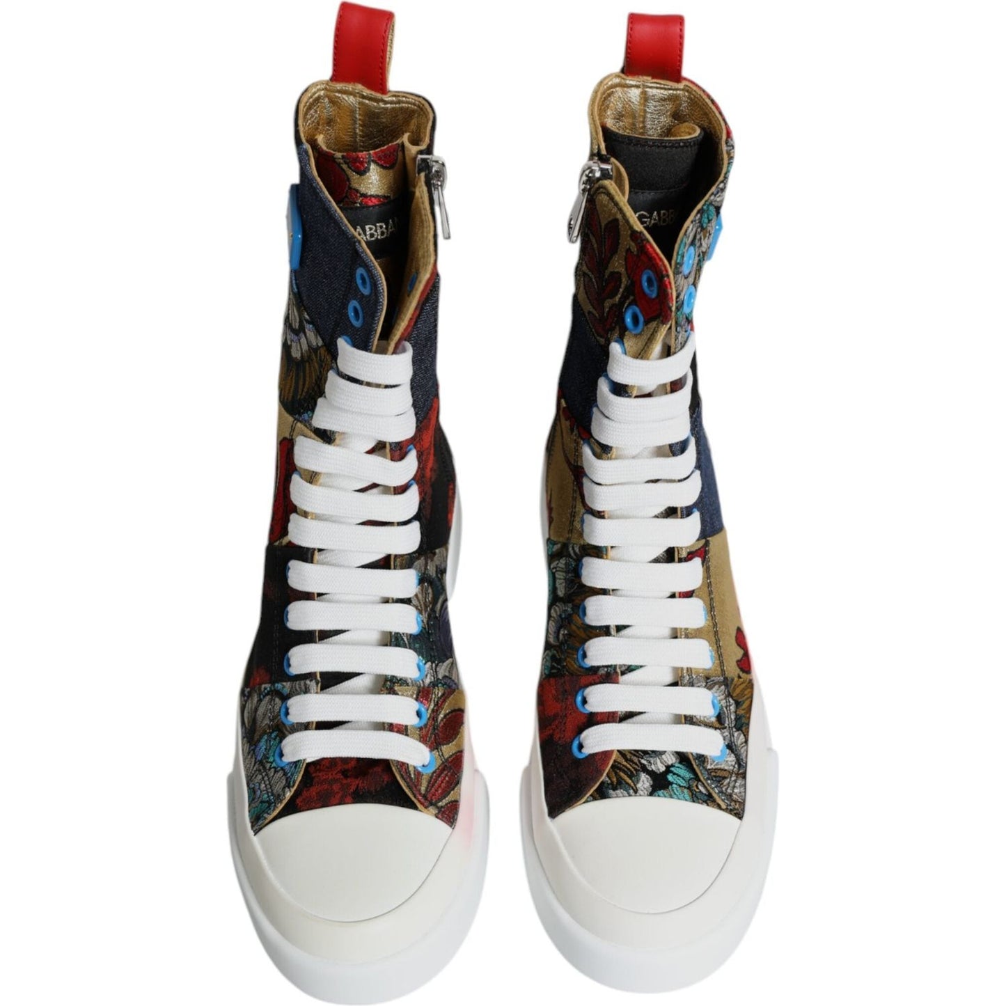 Dolce & Gabbana Multicolor Patchwork Logo High Top Sneakers Shoes Dolce & Gabbana