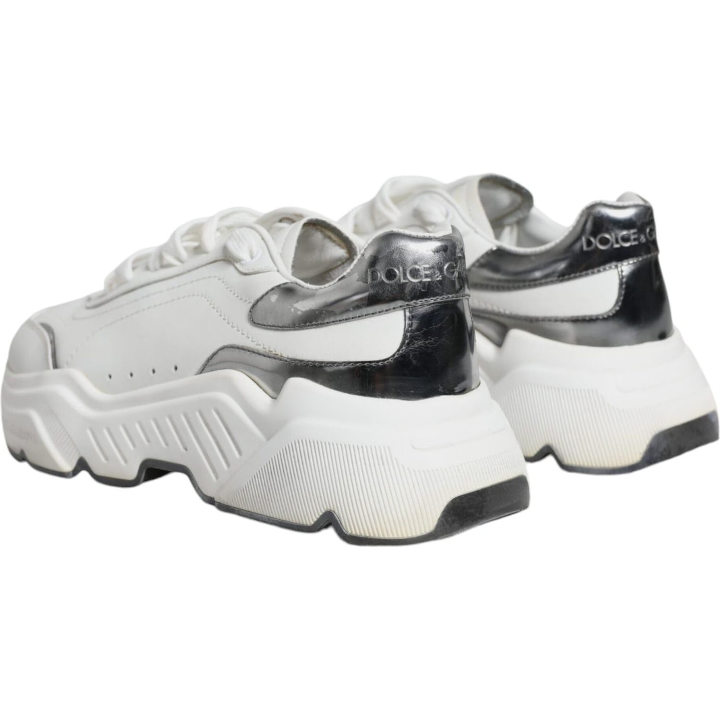 Dolce & Gabbana Silver White Daymaster Low Top Sneakers Shoes Dolce & Gabbana