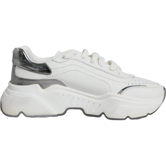 Dolce & Gabbana Silver White Daymaster Low Top Sneakers Shoes Dolce & Gabbana