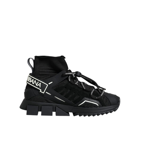 Dolce & Gabbana Black Sorrento Socks Logo Sneakers Shoes