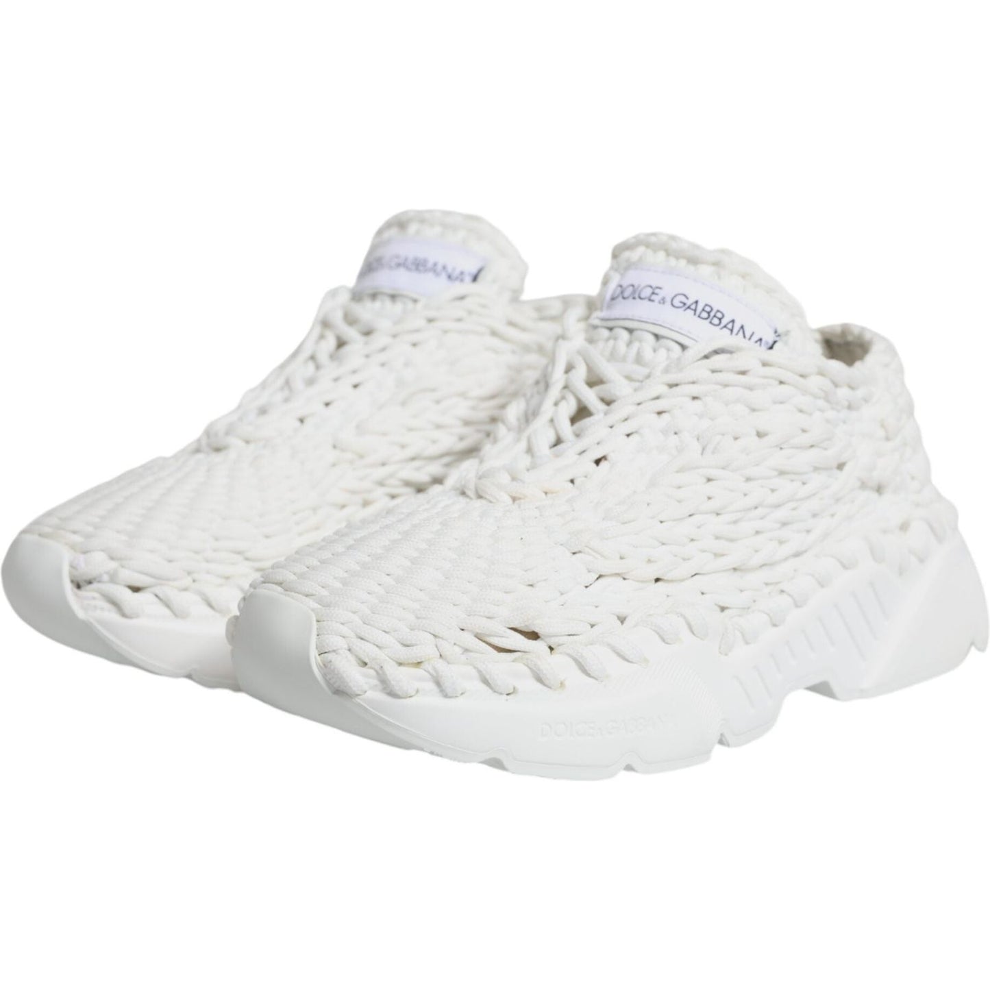 Dolce & Gabbana White Knitted Daymaster Sneakers Shoes Dolce & Gabbana