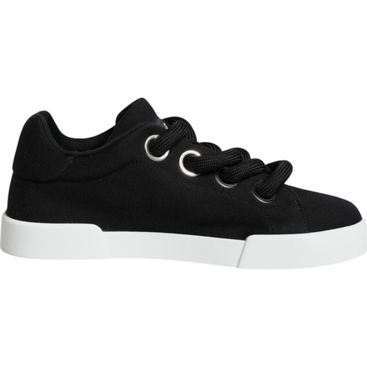 Dolce & Gabbana Black White Portofino Low Top Sneakers Shoes Dolce & Gabbana