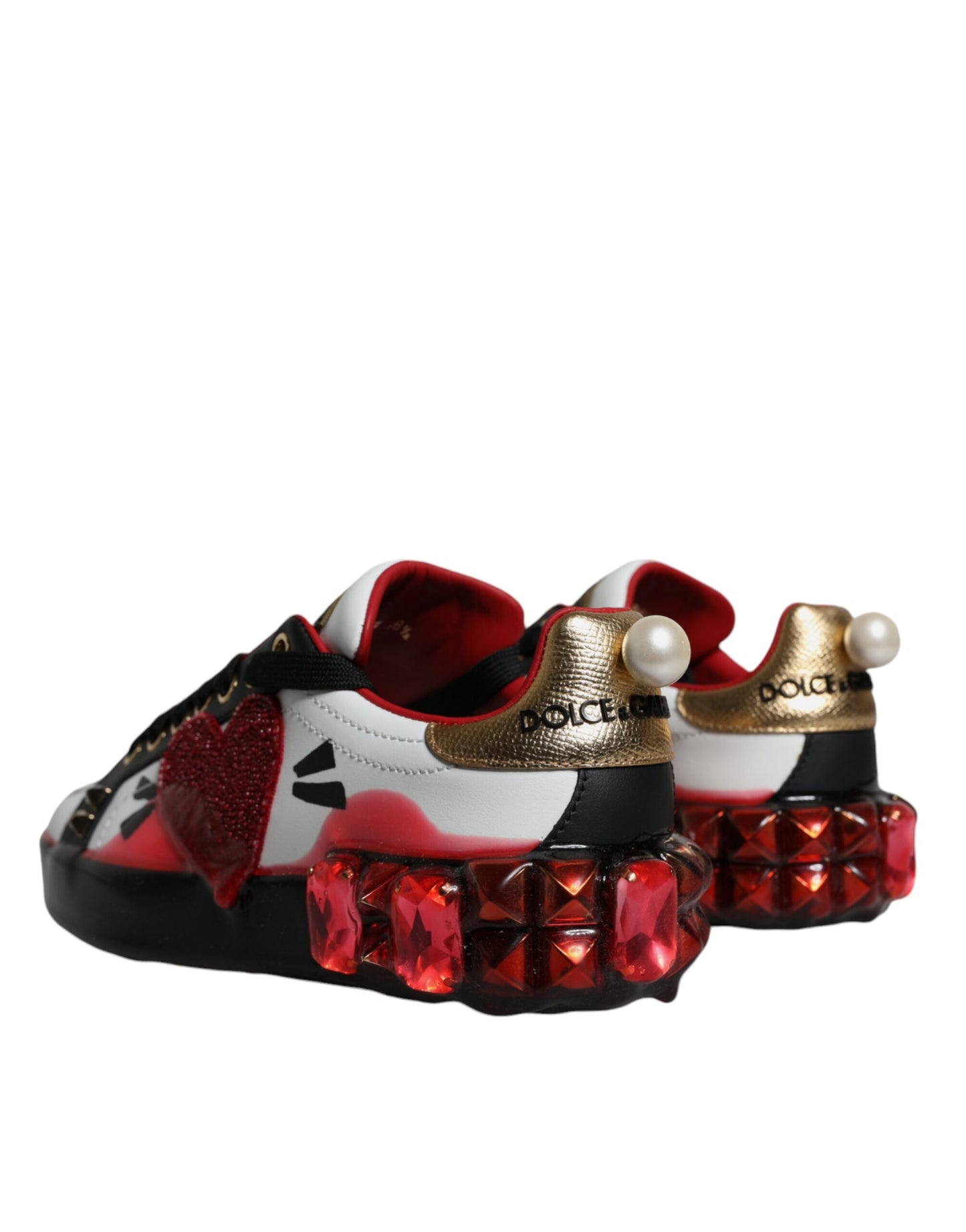 Dolce & Gabbana White Red Crystals Portofino Sneakers Shoes Dolce & Gabbana