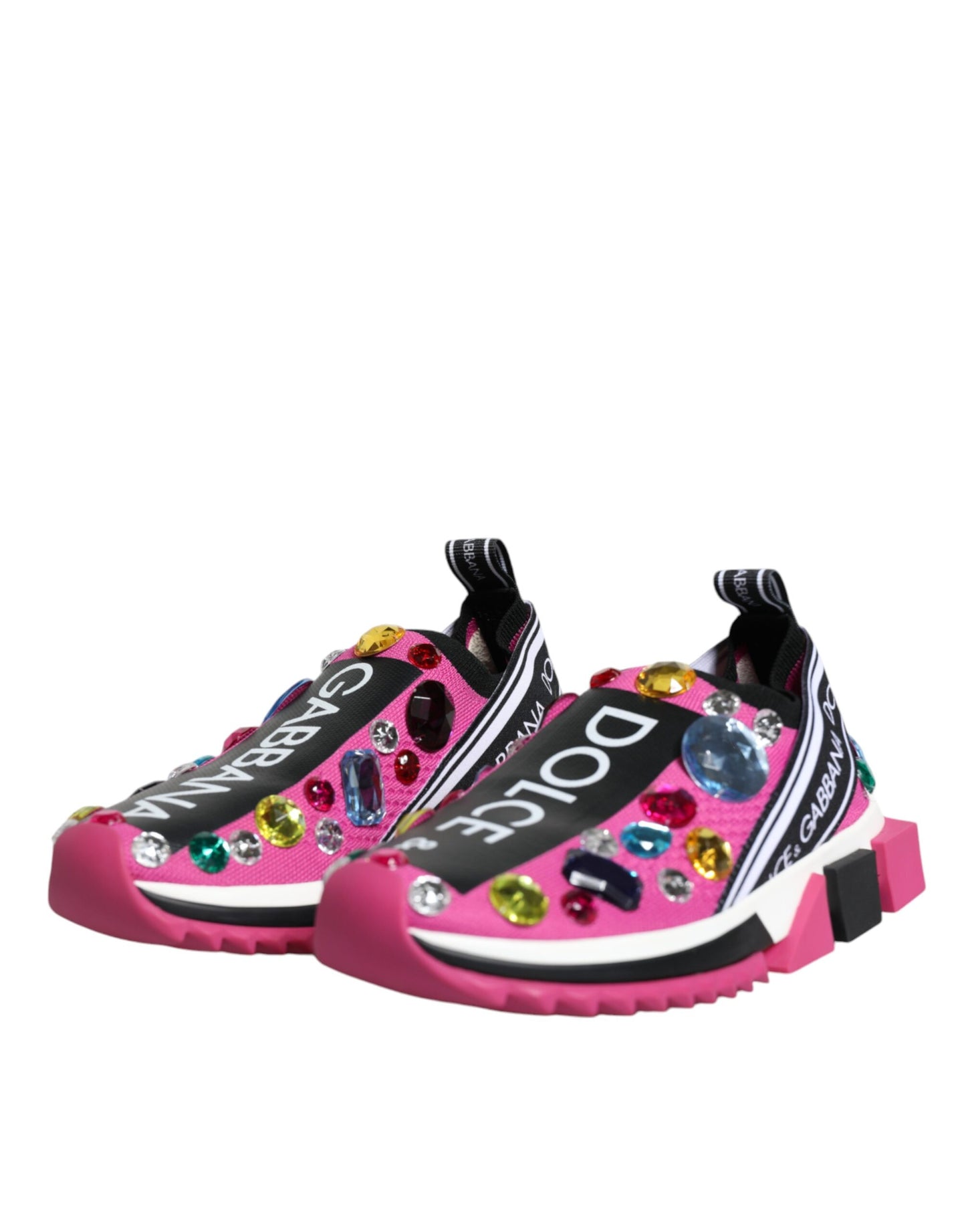 Dolce & Gabbana Pink Sorrento Crystals Low Top Sneakers Shoes Dolce & Gabbana